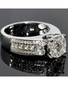 14K White Gold Bridal Engagement Ring 1.25ctw Round Natural Diamonds 