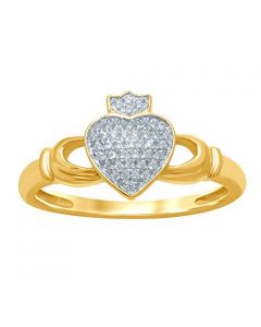 10K Gold Natural Diamond Promise Ring Claddah 1/10ctw Ladies Fashion Engagement Ring 