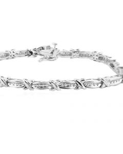 Diamond Tennis Bracelet XO Style Sterling Silver 1/4ctw Natural Diamonds Ladies Bracelet (i2/i3, I/j)
