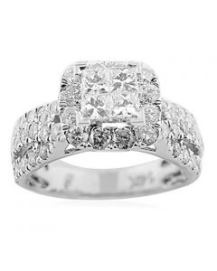 2.00ctw Diamond Bridal Wedding Ring 14K White Gold Princess Cut and Round Diamonds 