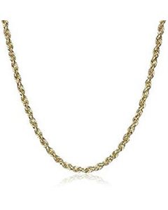 10k Yellow Gold 2mm D-cut Rope Chain Necklace Lobster Clasp