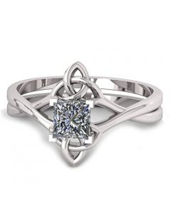 14K White Gold Wedding Ring 1.25ctw Princess Cut Solitaire 2pc