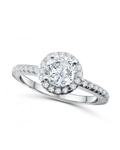 Ladies Engagement Ring Halo Style 1.5ctw Sterling Silver With Cz 8.5mm Wide