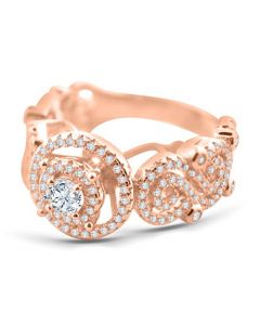 Ladies Engagement Ring Womens 2.00ctw Rose-Gold Tone Silver Vine and Halo Style