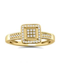10K Gold Engagement Ring For Her 0.15ctw Pave Diamonds.