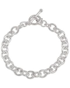 STERLING SILVER CABLE BRACELET WITH TOGGLE CLASP Sterling Silver  5.5 INCH STERLING SILVER CABLE BRACELET WITH TOGGLE CLASP ONE PIECE