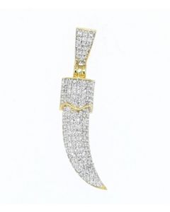10K Gold Italian Horn Pendant 0.78ctw Diamonds Pave Set Mens or Womens Fancy Charm