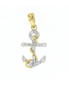 10K Gold Anchor Pendant With Diamonds 0.39ctw 25mm Size Fisher Mens Cross Pendant