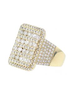 14K Gold Mens Ring With Diamond Extra Wide 22mm 3.16ctw Round Diamonds 