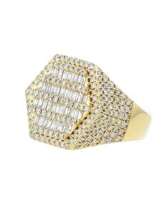 14K Yellow Gold Diamond Ring Baguette and Round Diamonds 20mm Wide 2.82ctw Mens XL Ring