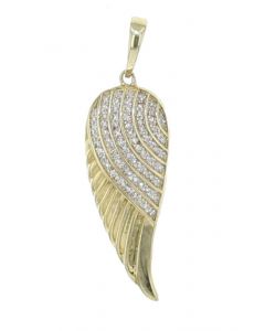 10K Gold Angel Wing Pendant With Diamond 1.5 Inch Tall Diamond Charm