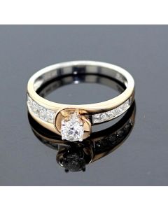 Rose Gold Bridal Set Womens Engagement ring and Band Set 0.60ctw Diamonds and 14K Rose Gold