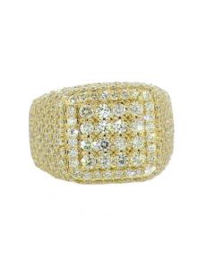 10K Gold Mens Extra Large Diamond Ring 4.8CTW Round Cut 17mm Wide Fashion Pinky Ring