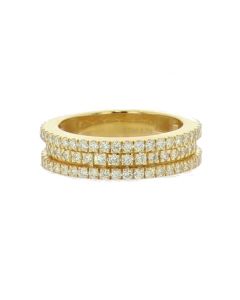 10K Gold Diamond Ring Mens 6mm Wide 1.80ctw Diamonds 3 Row Mens Band