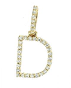 10K Gold Initial D Pendant 0.49ctw Round Diamonds 29mm Tall Mens or Womens 