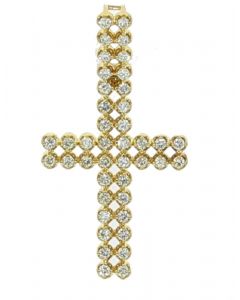 Diamond Cross Pendant 10K Gold Cross With Diamond Mens 1.00ctw 2 Row Diamond 1.65inch