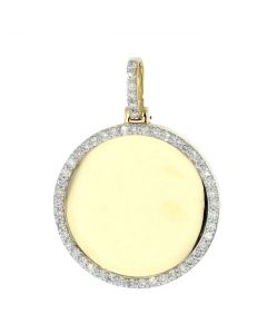 10K Gold Memory Frame Diamond Photo Pendant Medallion 41mm Tall 1.12ctw Diamonds 