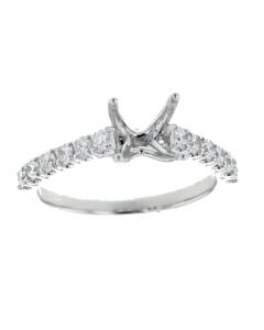Semi Mount Engagement Ring Setting in Platinum 950 1/2ctw Diamond Fits 1CT Solitaire Princess or Round