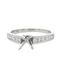 14K White Gold Princess Cut Diamond Engagement Ring Semi Mount Ring Setting 0.48ct Fits Upto 1CT Solitaire