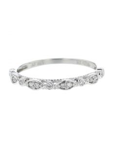 10K White Gold Stacklable Band Wedding Band Ring 0.09ct Orante Style