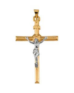 TWO TONE CRUCIFIX PENDANT 14K Yellow/White Gold 35.50X24.00 MM ONE PIECE