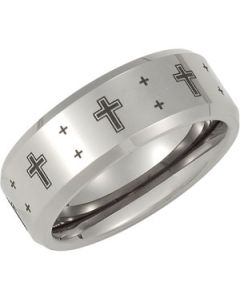 BEV BAND W/ BLK LASER CROSS N\A  SIZE 11.00 ONE PIECE