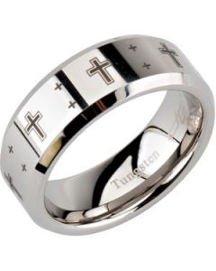 BAND W/ BLK LASER CROSS DESIGN N\A  7 ONE PIECE