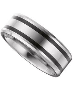 BEVELED BAND W/BLACK ENAMEL N\A  10 ONE PIECE
