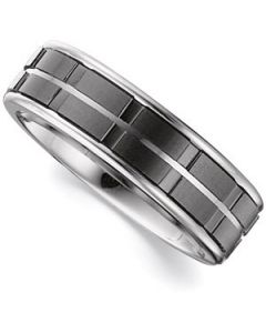 BLACK CERAMIC INLAY BAND N\A  7 ONE PIECE