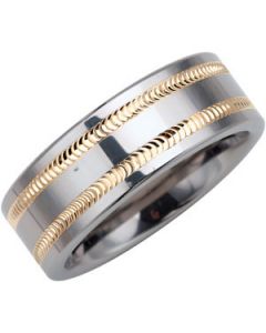 DIAMOND-CUT BAND W/14KY INLAY N\A  8.5 ONE PIECE