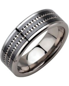 BAND WITH CERAMIC INLAY N\A  8.5 ONE PIECE
