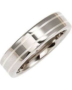 FLAT BAND W/STER SILVER INLAY N\A  10.5 ONE PIECE