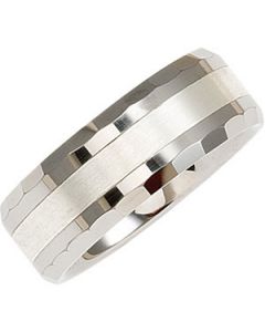 FLAT BEVELED BAND W/STER INLAY N\A  11.5 ONE PIECE