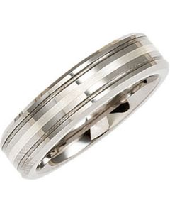 GROOVED BD W/STER SILVER INLAY N\A  10.5 ONE PIECE