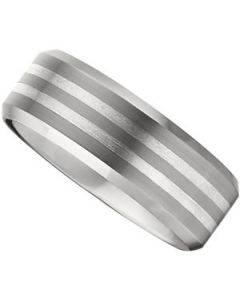 STER SILVER INLAY BEVELED BAND N\A  11.5 ONE PIECE