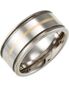 14K INLAY FLAT GROOVED BAND N\A  12 ONE PIECE