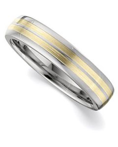 SLIGHT DOMED BAND W/14KY INLAY N\A  9.5 ONE PIECE