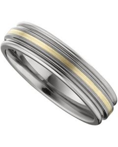 RIDGED BAND W/14KY GOLD INLAY N\A  7 ONE PIECE