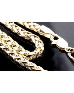 Mens Ladies 10K Yellow Gold 4MM Palm Wheat Chain Necklace 22 , 24,26,28,30 Inch