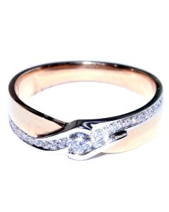 14K Rose Gold Mens Wedding Band Solitaire Style Two Tone 0.31ctw 6mm Wide