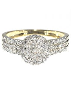 0.33ct Diamond Bridal Promise Engagement Ring 10K Yellow Gold 9mm Wide 