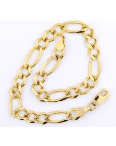 10k Gold Figaro Bracelet Link Mens Bracelet 7.5 Inches Long 6mm Wide