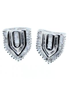 0.5ctw Diamond Earrings For Grillz 10K White gold Baguette Diamonds Screw back 12 X 10 MM