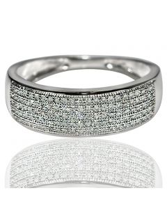 Wedding Band Mens 7mm Wide domed shape 0.33ct 10K White gold Pave set 
