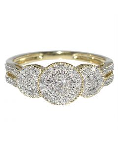 0.25ct Diamond Bridal Engagement Ring 10K Yellow Gold Three Stone Style Anniversary Ring