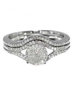 Bridal Wedding Ring Set 0.25ct Split Shoulder 10K White Gold Engagement Ring and Band