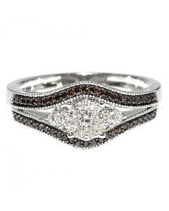 Cognac Diamond Bridal Ring 0.33ct w 10K White Gold Split Shoulder New Wedding Ring Engagement