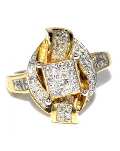 1.15ct Princess Cut Diamond Bridal Wedding Ring 14K Gold 18mm Wide