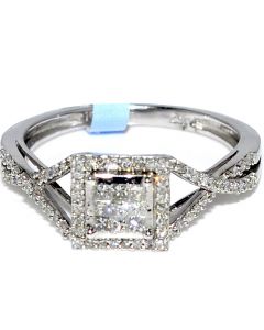 Princess Cut Diamond Anniversary Ring Vintage Inspired 0.33ct 10k White Gold