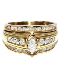 1ct Diamond Bridal Wedding Ring Set 3 in 1 11mm Wide 14K Gold